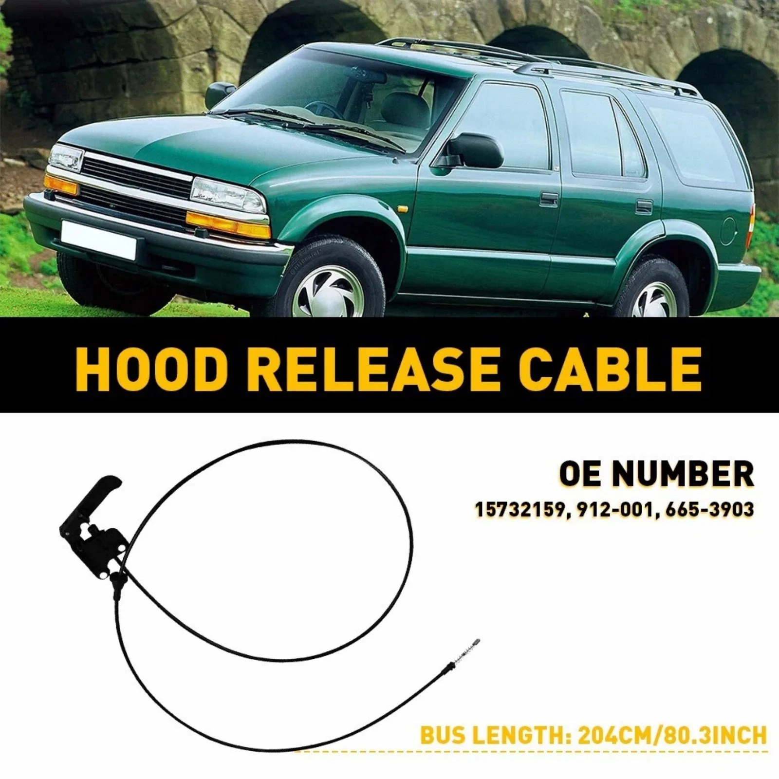 Hood Release Cable 15732159 912-001 665-3903 For Chevrolet Blazer S10 GMC Jimmy Sonoma Isuzu Hombre Oldsmobile Bravada 1994-2001