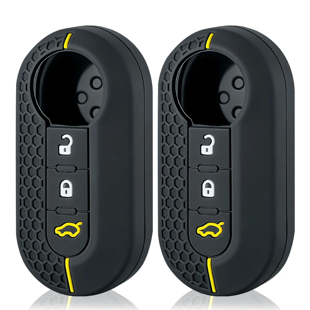 Funda de silicona para llave de coche con 3 botones para Fiat 500, carcasa plegable para llave remota para Fiat Punto Panda, accesorios para coche