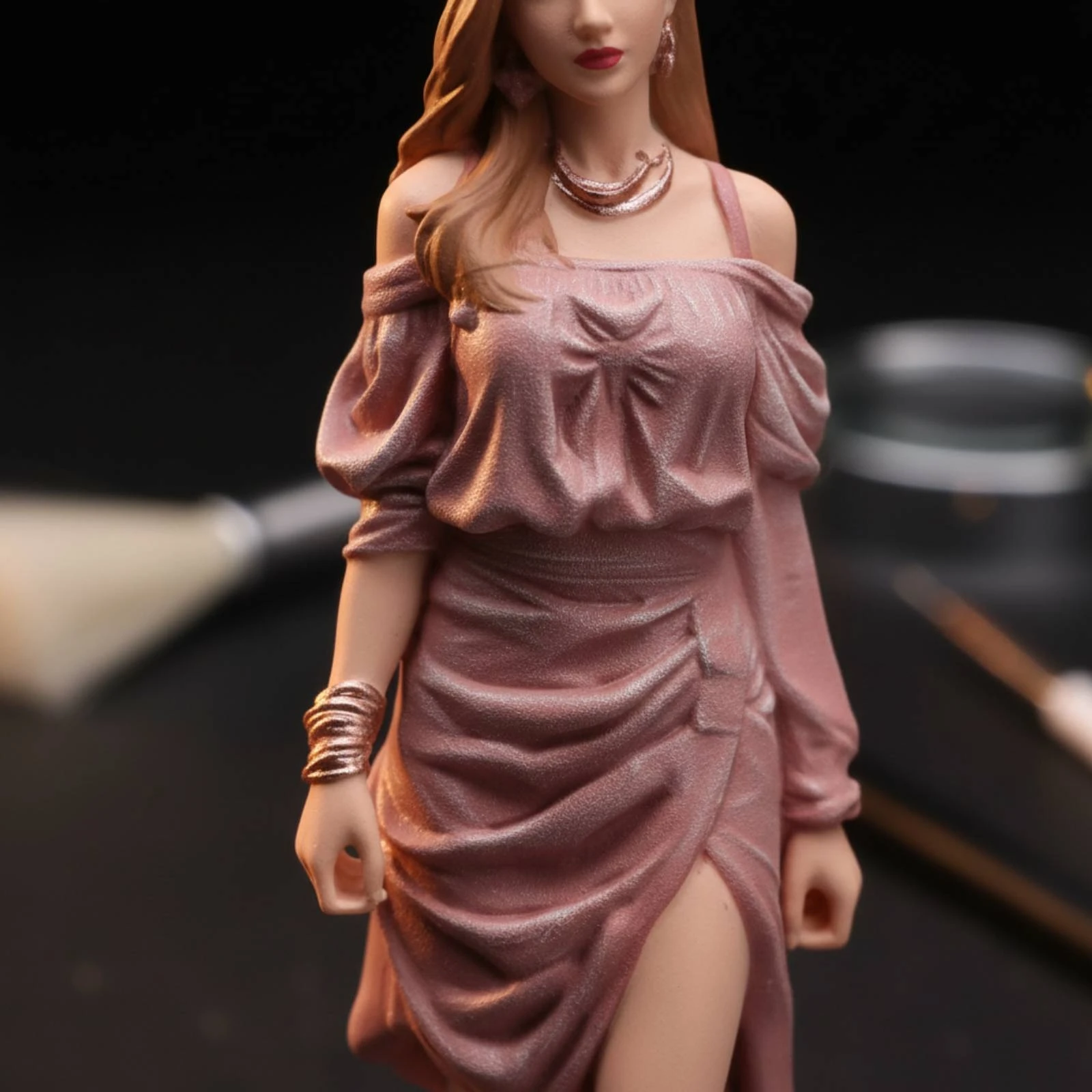 

Fashion Pose Figurine Detailed Clothing Miniature Girl Figurine Decor Piece Painted Finish Facial Features