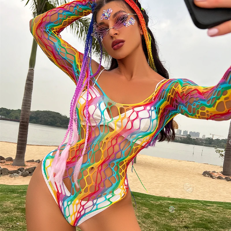 

Colourful Sexy Womens Crochet Beach Dress See-through Beachwear Pareo Swimsuit Woman Bathing Suit Beach Cover Up Women Holiday