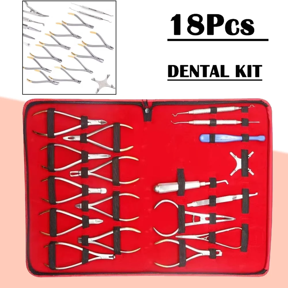 

18Pcs Dentist Orthodontic Tools Kit Orthodontic Pliers Forming Pliers Archwire Orthodontic Set