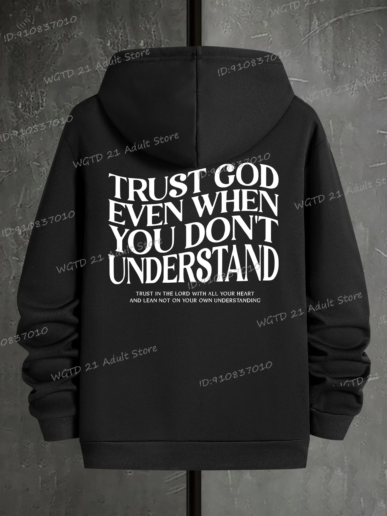 ثق بالله حتى عندما لا تفهم طباعة هوديس الرجال المسيحية يسوع آيات الكتاب المقدس نمط الذكور الشارع الشهير هودي #4