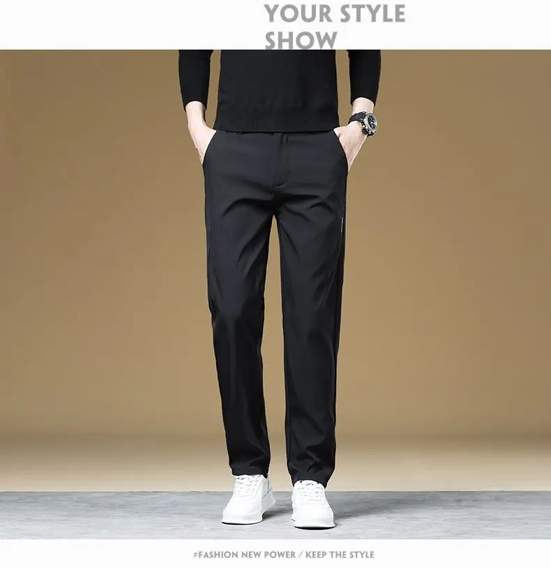 Herren-Herbst-Winter-Hose, dick, warm, Business, gerade geschnitten, lässig, modisch, koreanischer Fleece-Stil, schwarz, grau, Baggy, Y2K-Hose, vielseitig einsetzbar – Detail 29