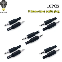 WAVGAT 10 pcs Black Plastic Housing 3.5mm Audio Jack Plug HeadPhone Connector