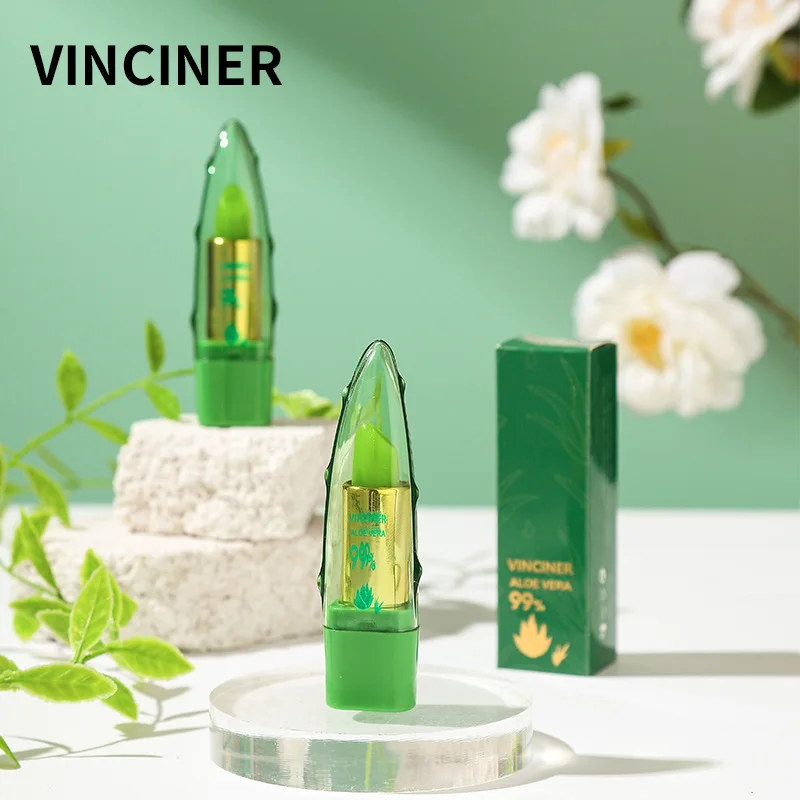 VINCINER Nuovo balsamo per labbra termocromico all'aloe Texture idratante brillante Labbra riparate a lunga durata Prevenire il rossetto alla moda secco 4g