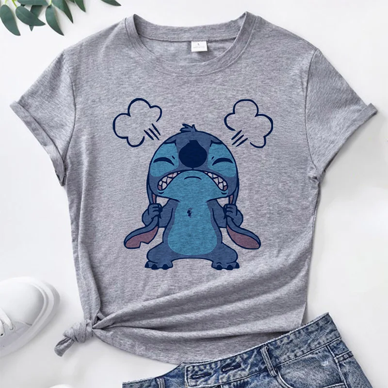 90s y2k T Shirt Women Kawaii Stitch Disney Summer Tops Cartoon Heart Graphic Tees Cute Anime T-shirt Female Tshirt Clothes