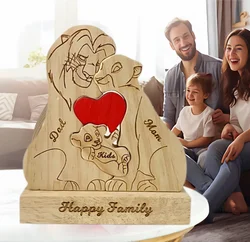 Dad Gifts DIY Lion Wooden Figurines Personalized Free Engraving Decor Mens Gifts Customized Name Wood Sign Step Dad Gifts