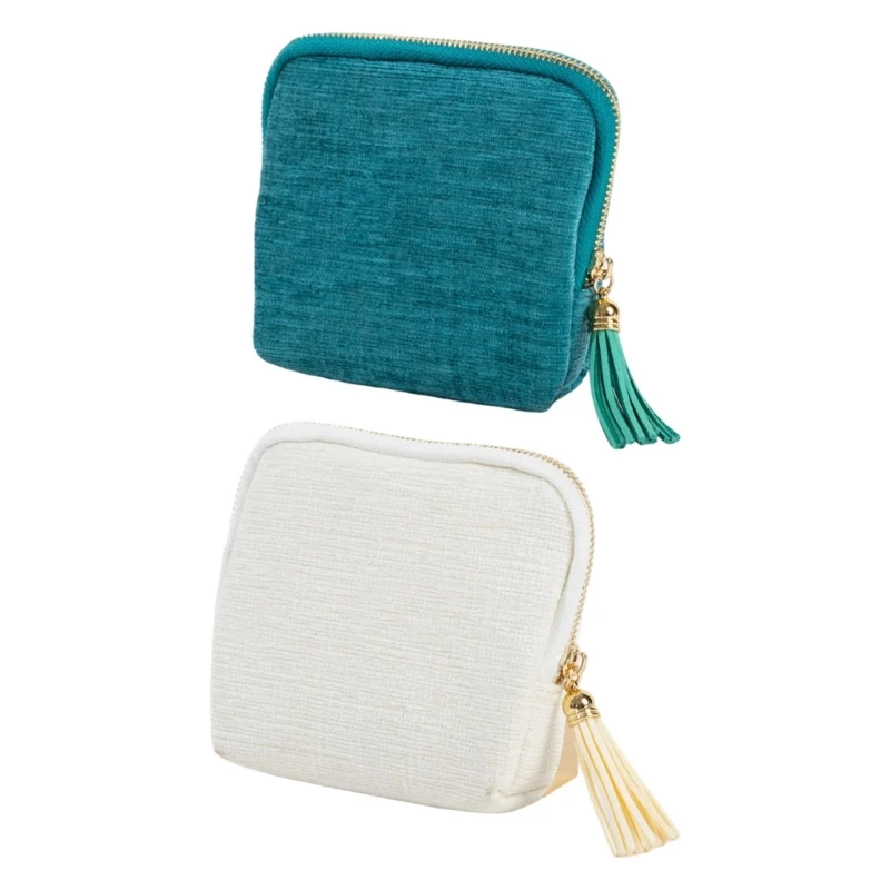 

Elegant Jewelry Organizers With Fringe Zipper Detailing Soft Velvety Lining For Ring Bracelet Storage Compact Travel Cloth