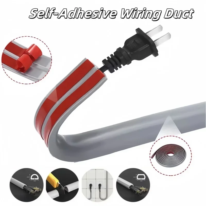 5/3M PVC Floor Cord Cover Sheaths Flexible Electrical Conduit Cable Protectors Self-adhesive Cable Hiders for Floors