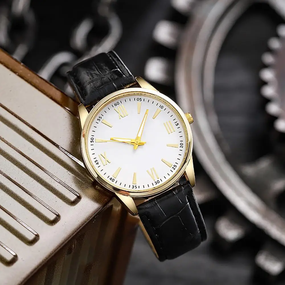 

Часы для взрослых Элегантные мужские деловые часы с круглым циферблатом Ремешок из искусственной кожи Кварцевый механизм Торжественное платье для подростков для A
