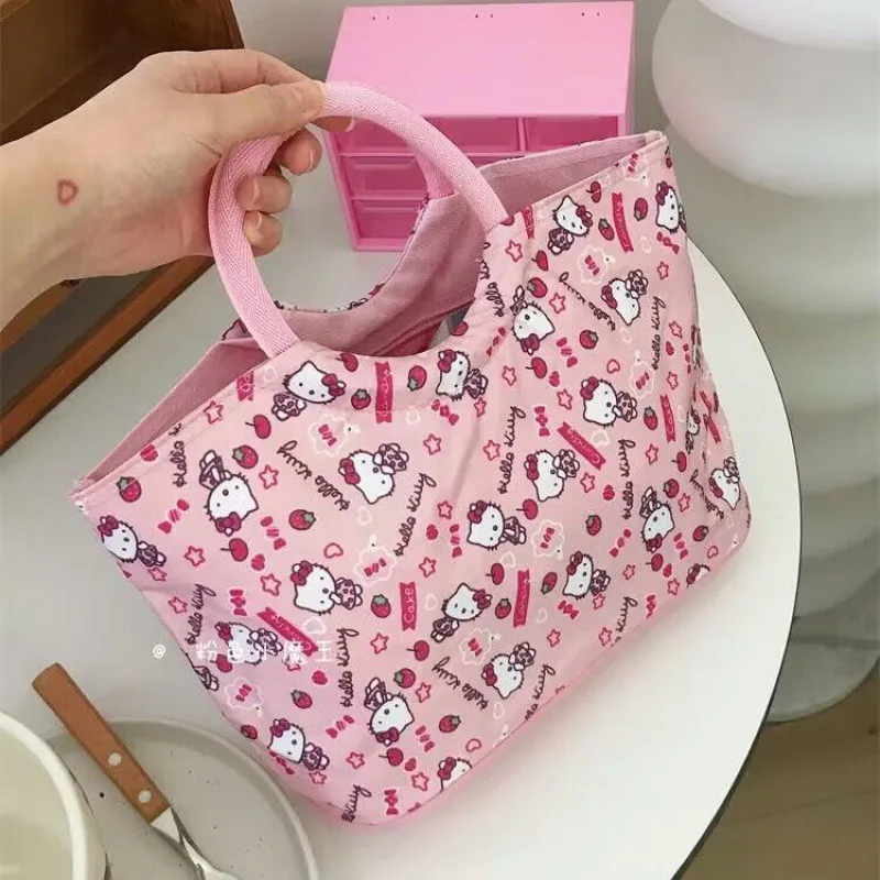 

Sanrios Hello Kitty, Мультяшные сумки, милая сумка для хранения в стиле аниме, кавайная вместительная сумка-тоут, женская сумка в подарок для девушек