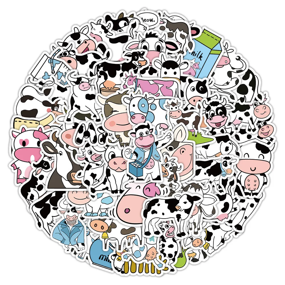 60 pcs adorable cow stickers without repetition Instagram style high beauty girl heart strawberry cow decoration waterproof