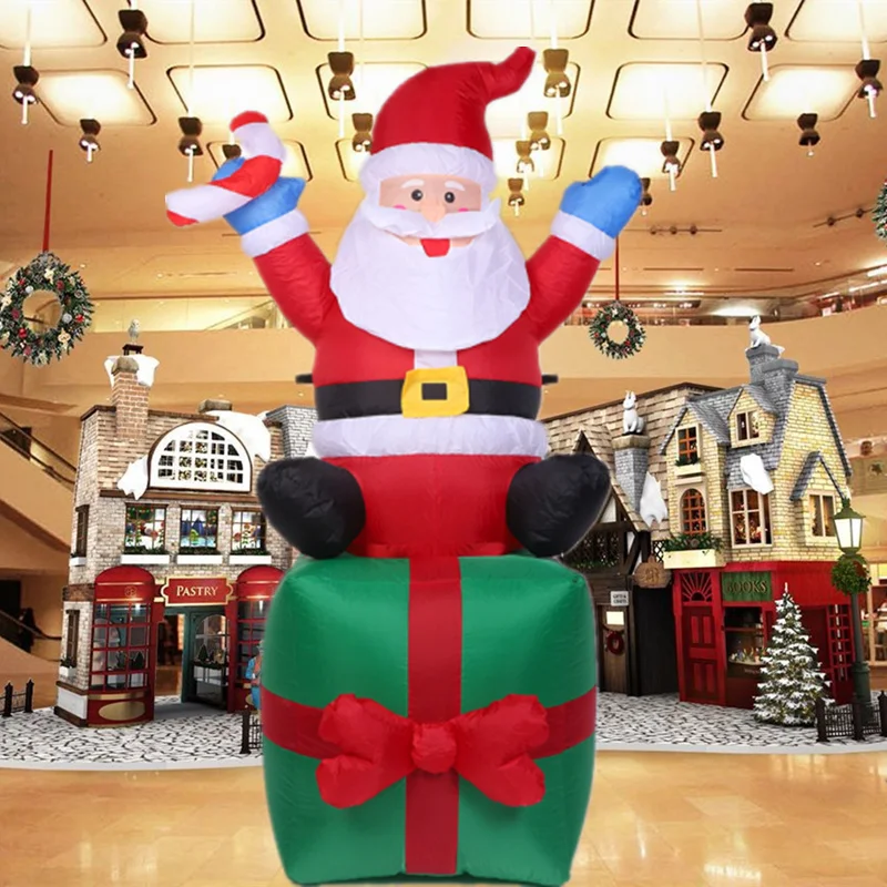 

6FT Christmas Inflatable Santa Claus Sitting Gift LED Light Inflatable Outdoor Ornament Xmas New Year Party Indoor Decoration