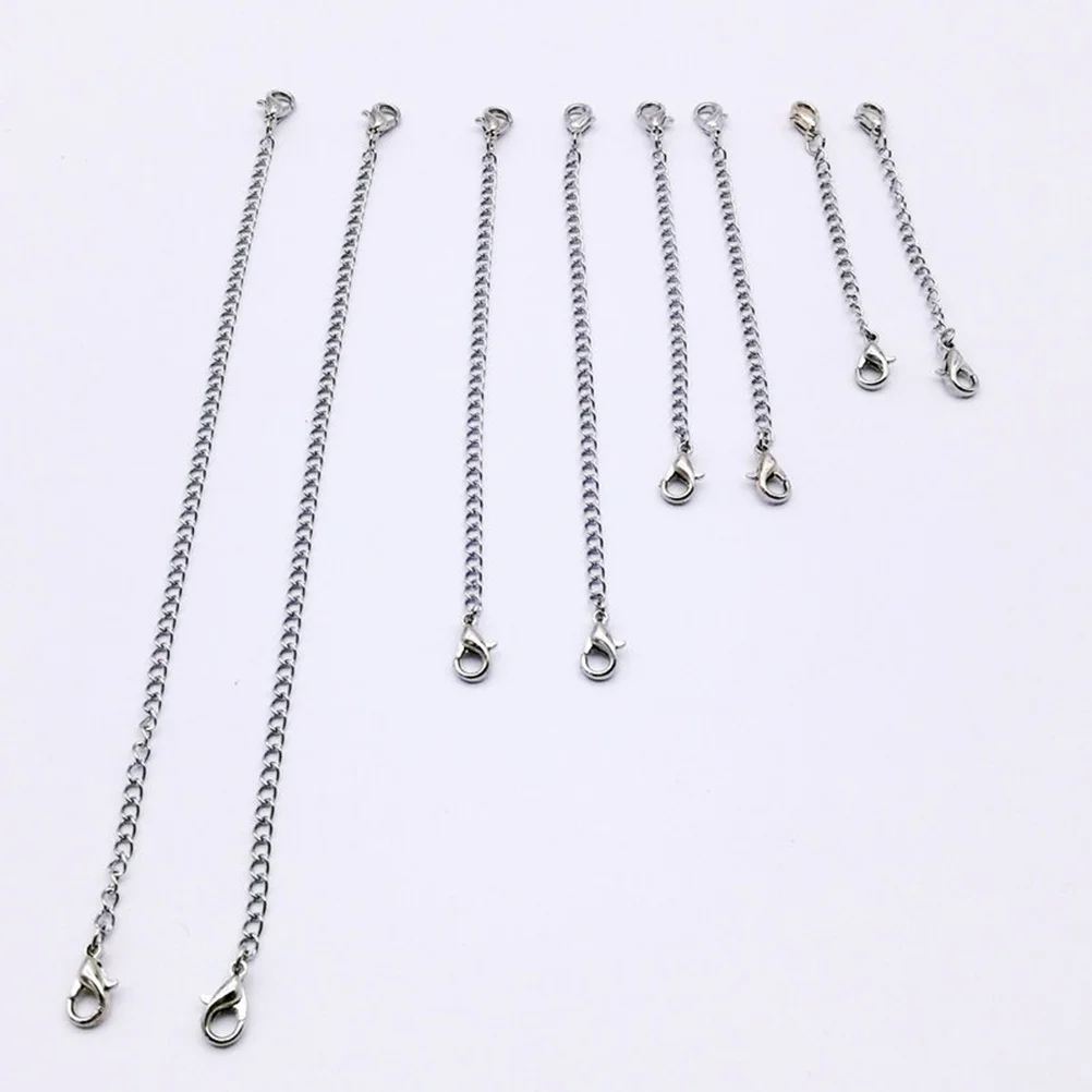 

8Pcs Stainless Steel Necklace Extender Chain Set Various Lengths 15cm 10cm 7cm 5cm Lobster Clasp DIY Jewelry Extension Chains