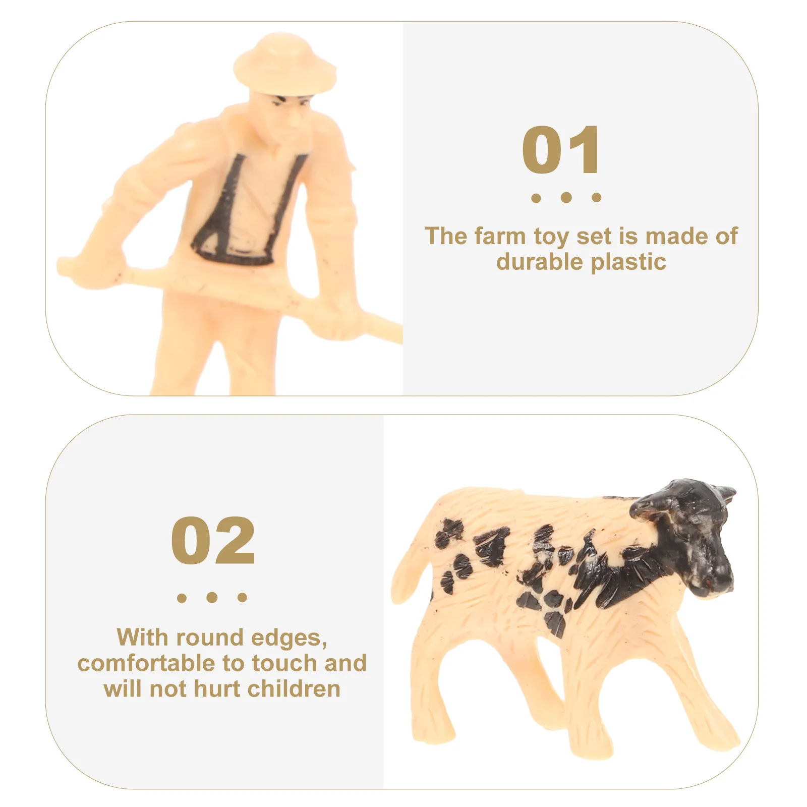 

3 set Miniature Farm Figures Set High Simulation Animal People Kids Pretend Play Sand Table Decor Mini