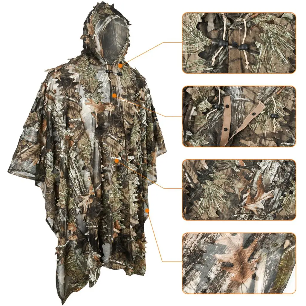 Tactical Hunting Clothes Field Jacket Camouflage Suit Cs Game Bird Watching With Drawstring Wildlife Photography