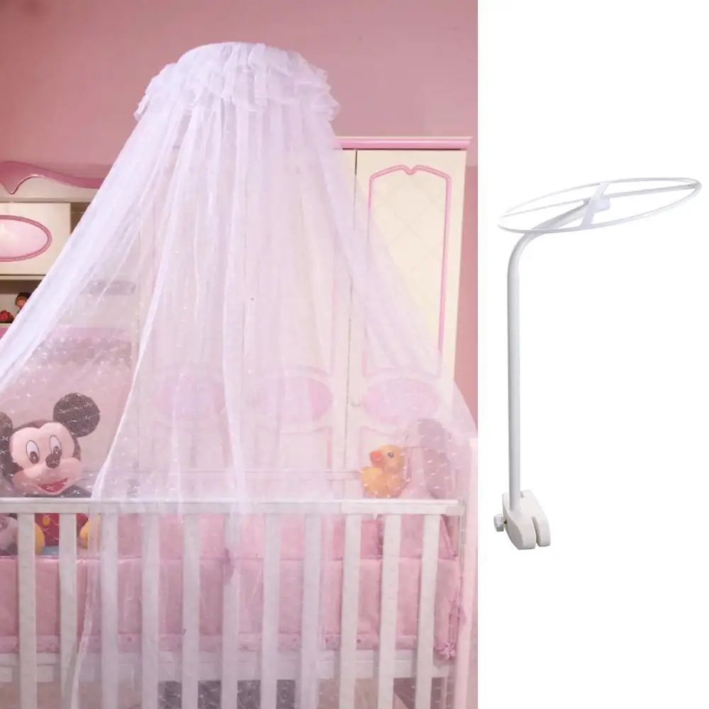 Bed Dome Cots Accessories Iron Mosquito Net Stand Durable Round Mosquito Bar Frame White Ring Rack Stand Baby Crib Cot