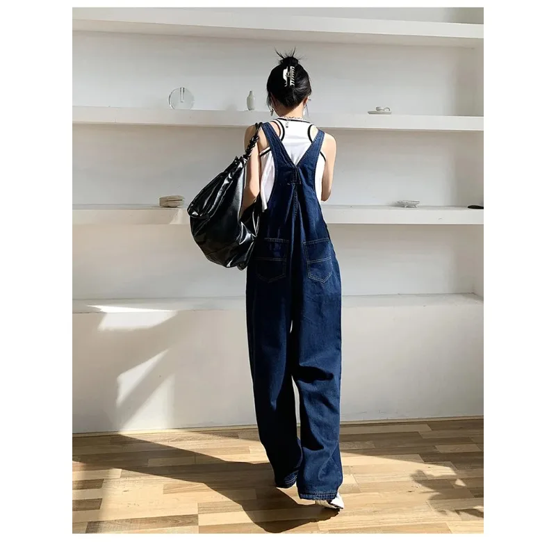 ارتفاع الخصر واسعة الساق وزرة الدنيم المرأة الصيف جديد Sle فضفاض التخسيس العمر-Defng الأزرق الجينز السراويل الطويلة فام الموضة #6