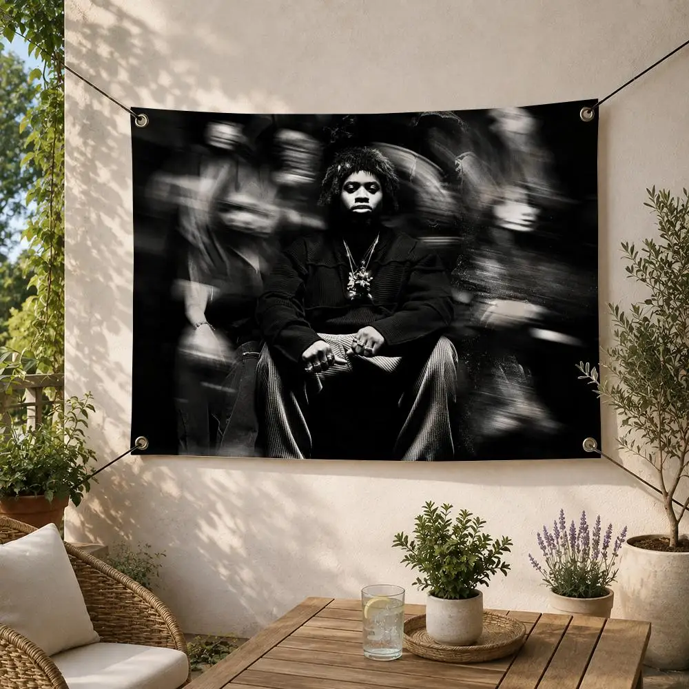 Rapper HipHop Bold Denzel Curry Music Flags Decorative Flag Banner for Outdoor Garden Yard Camping Party Home Wall Hanging Decor
