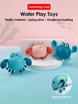 2Pcs Baby Spielzeug Bade Cartoon Tier Krabbe Schwimmen Pool Wasser Spielen Spiel Kette Uhrwerk Bad Spielzeug Für Kinder
