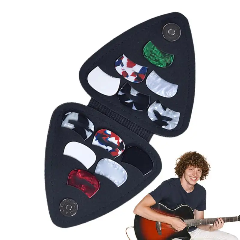 Pick Holder Portable Picks Holder Case with 12pcs Picks Guitar Pick Display Case Guitar Plectrums Bag Guitar Accessories supply