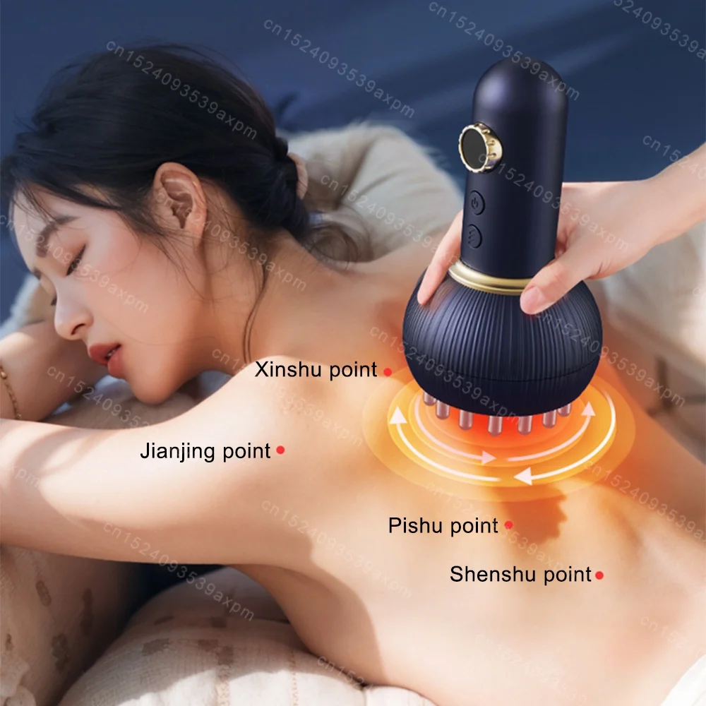 Electric Scraping Instrument Heating Vibration Microcurrent Meridian Brush Body Anti-Cellulite Therapy Massager Guasha Slimming