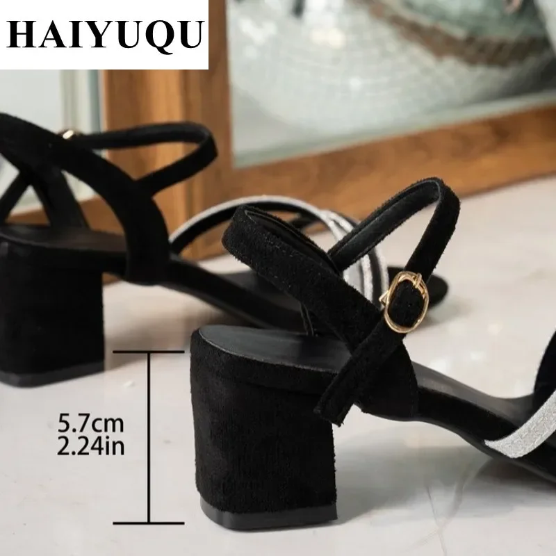 Summer Women Sandals Crystal High Heels Shoes Brand Chunky Slippers 2025 Trend Designer New Flip Flops Shoes Dress Pumps Ladies