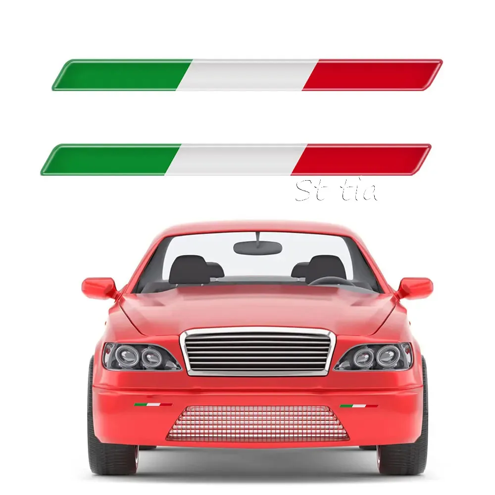 2x Italian Tricolor Flag Epoxy Decorative Sticker 3D Motorcycle Tank Decals Stickers Case Strong Stickiness Unerisal Car Decals image 2