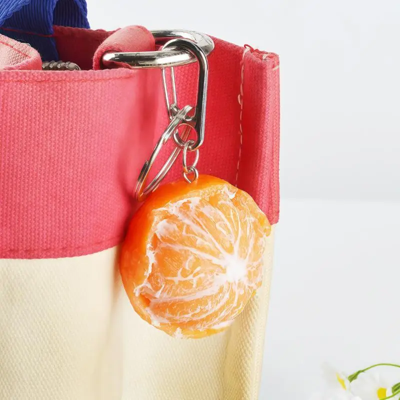 Simulated Peeled Tangerine Keychain Lifelike Design Sturdy Metal Clasp Bag Decor Key Holder Cute Gift For Fruit Lovers