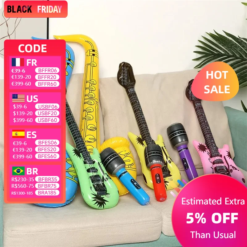 12Pcs Inflatable Instruments Toy Music Balloons Set Simulation Instrument Guitars Saxophones Microphones Party Toy Children Toys