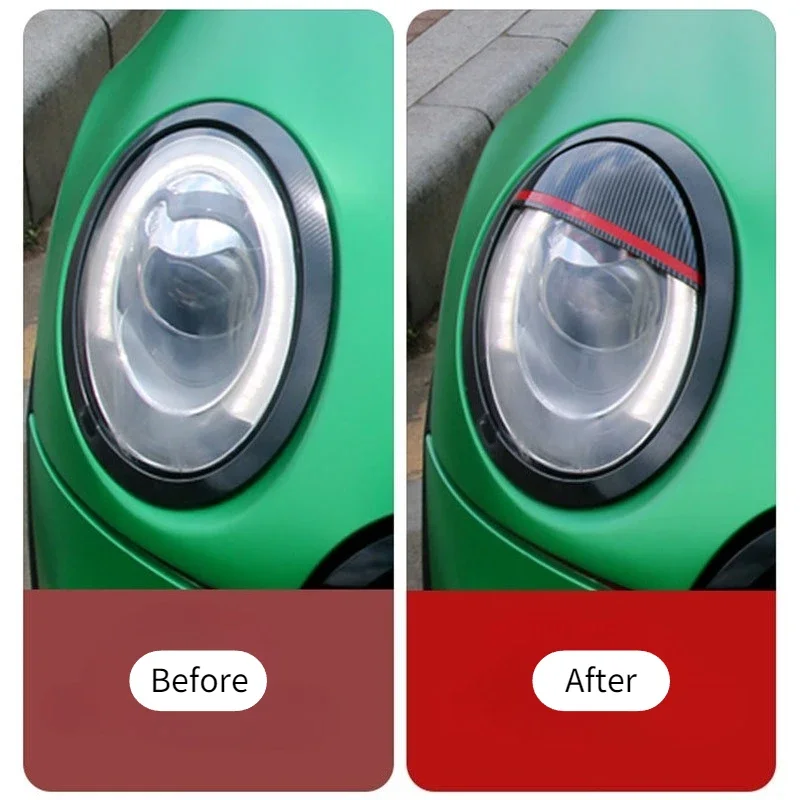 Headlight Eyebrow Eyelid Cover Sticker Black Carbon Fiber For Mini Cooper F54 F55 F56 F57 R55 R56 Replacement Set
