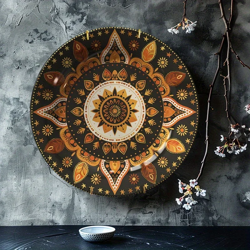 1pc Hand-Painted Ceramic Wall Plate - Vintage European Round Art Decor with Family-Themed Artwork, Non-Food Contact Hanging