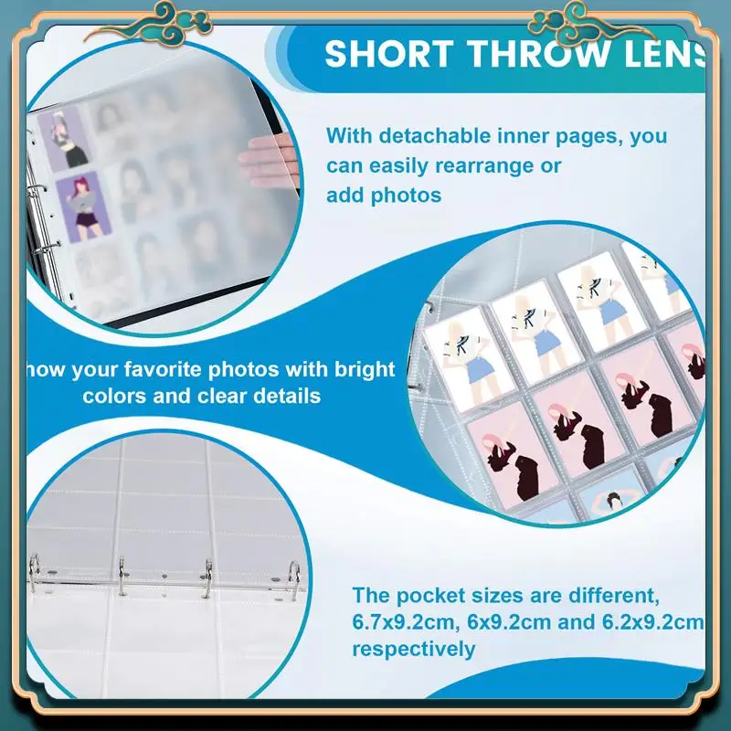 

(New)-3Inch Pocket Photocard Binder 30Pcs Inner Pages Photo Albums Poka Binder Collector Book Binder Background Paper