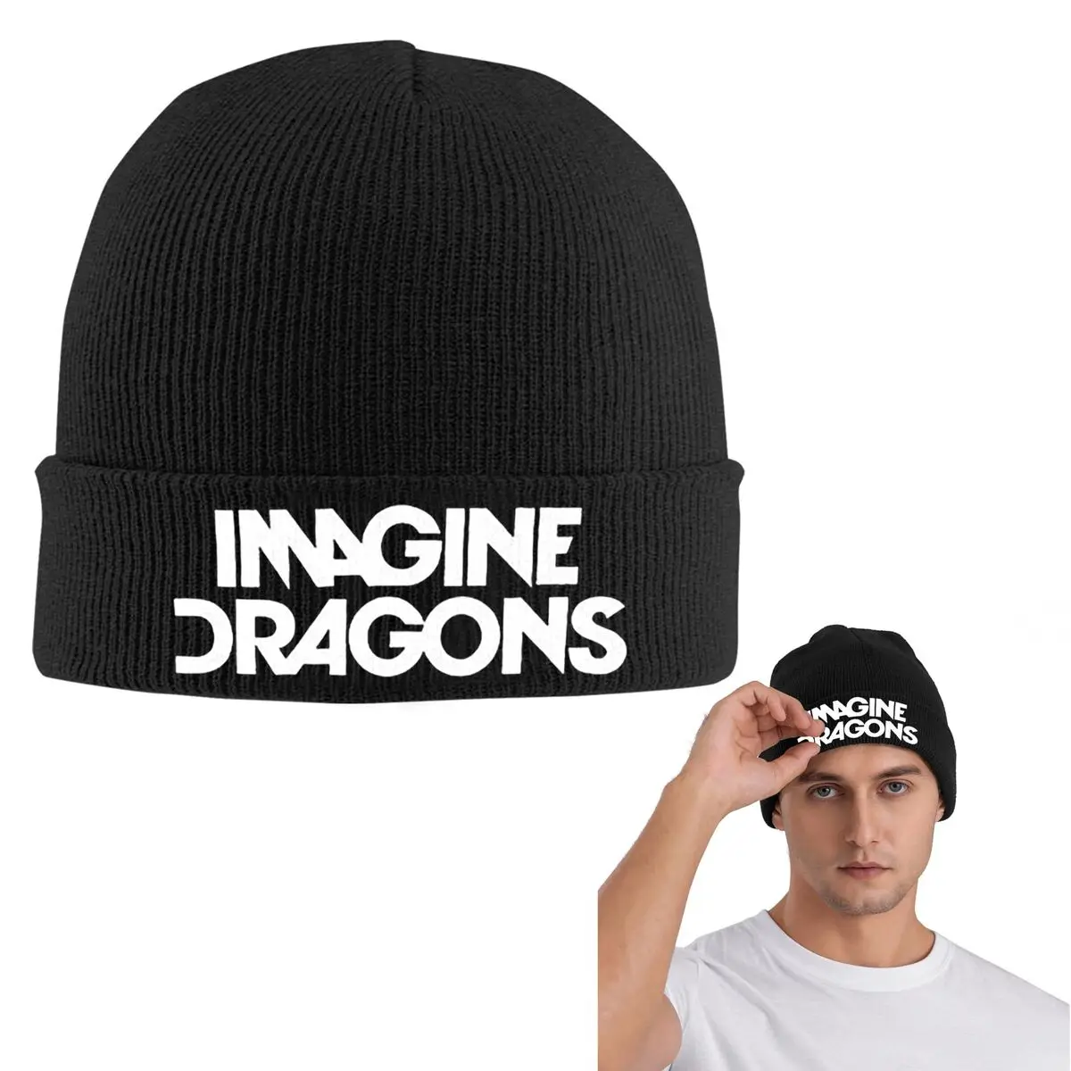 

Теплая вязаная шапка Imagine Dragons, шляпа в стиле хип-хоп, осенне-зимняя уличная шапка, шапки для взрослых унисекс