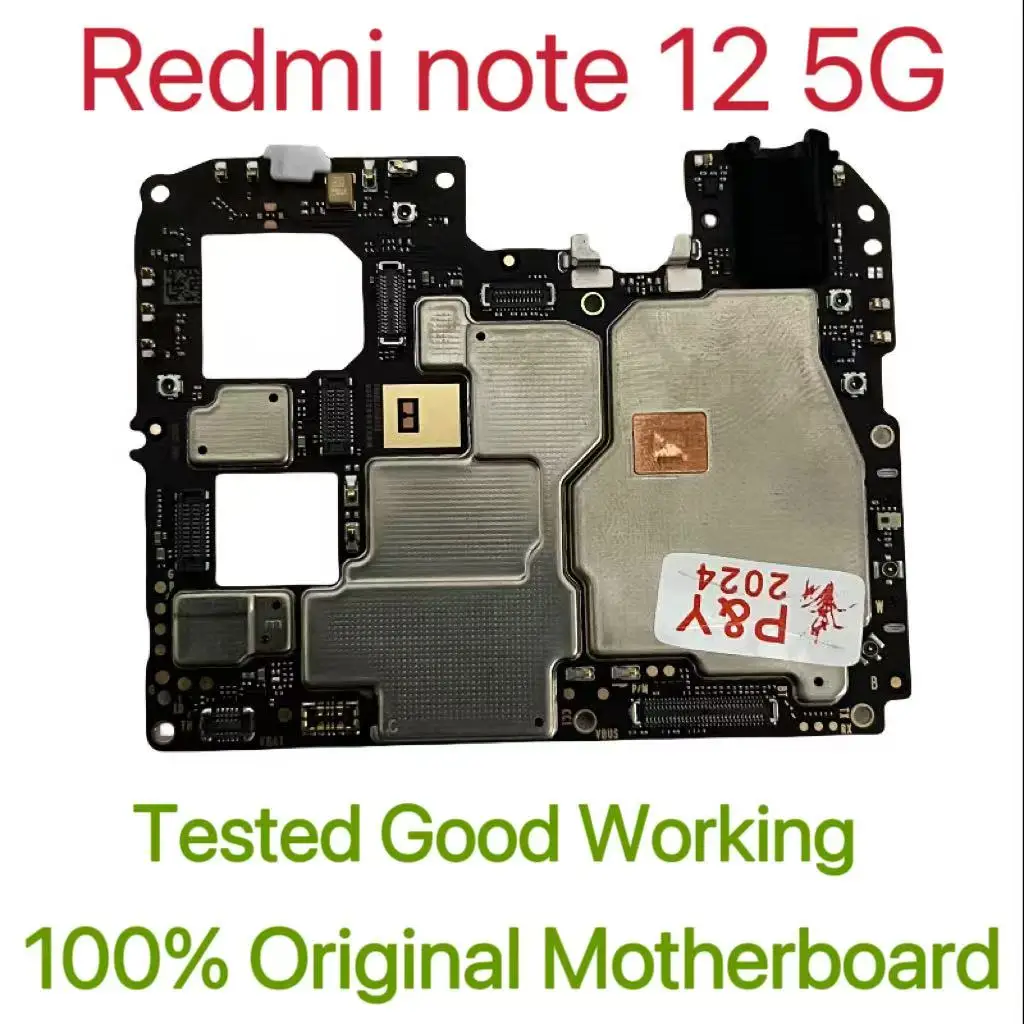 Global Version Original Unlocked Motherboard for Redmi note 12 5G Tested Circuit Plate Main Logic Board for Redmi note 12 5G