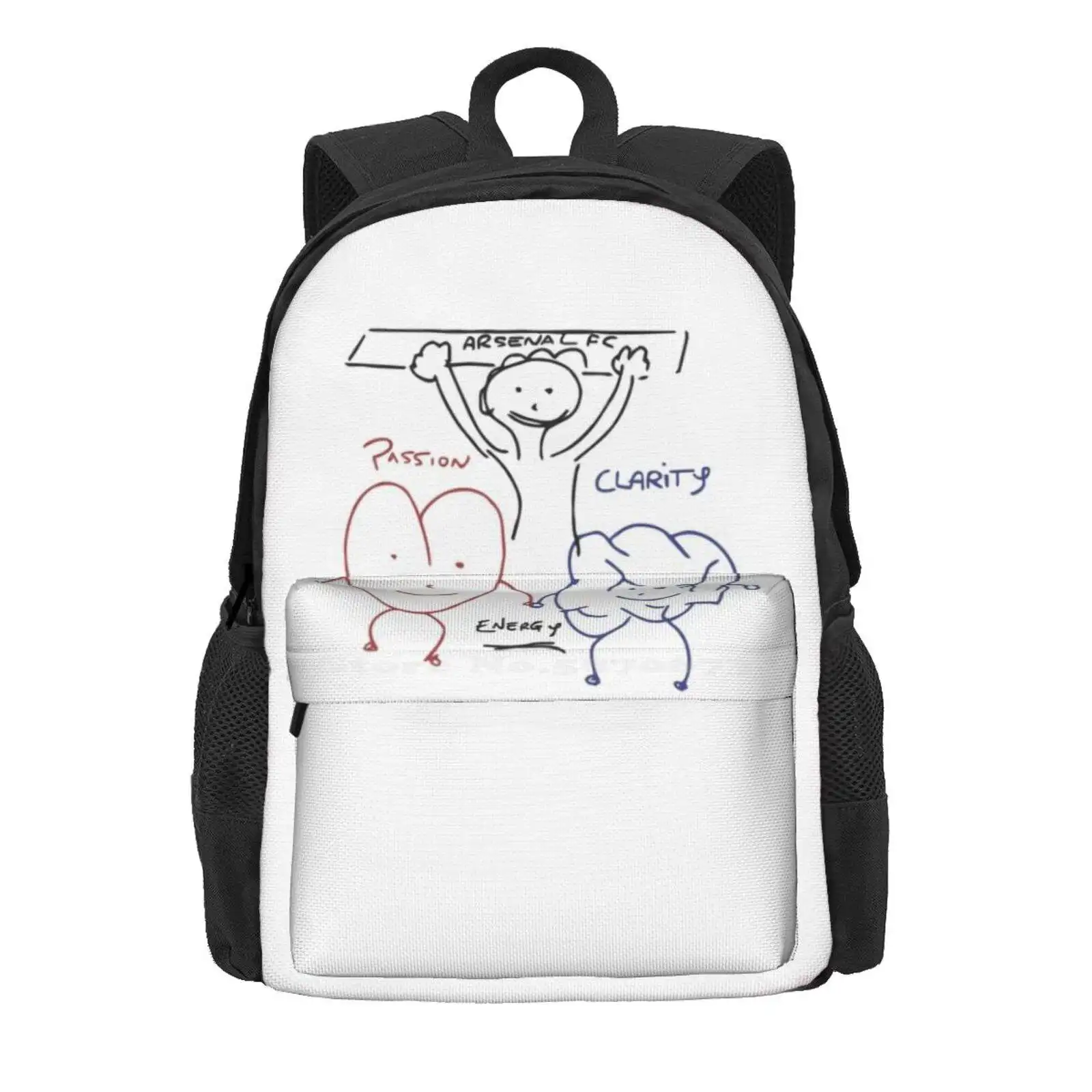 Arteta'S Passion, Clarity And Energy Whiteboard Drawing Hot Sale Schoolbag Backpack Fashion Bags Fc Passion Clarity Energy All