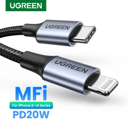 UGREEN-MFi 20W PD USB C to 라이트닝 케이블 아이폰 14 13 12 프로 맥스 아이패드용, 고속 충전 c타입 케이블