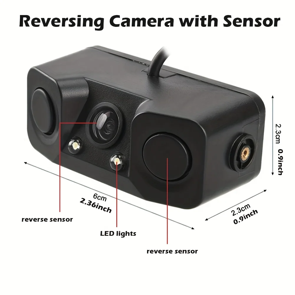 Parking Camera Featuring a 3-In-1 Rear View LED Night Vision Backup Parktronic System for Reversing Assistance