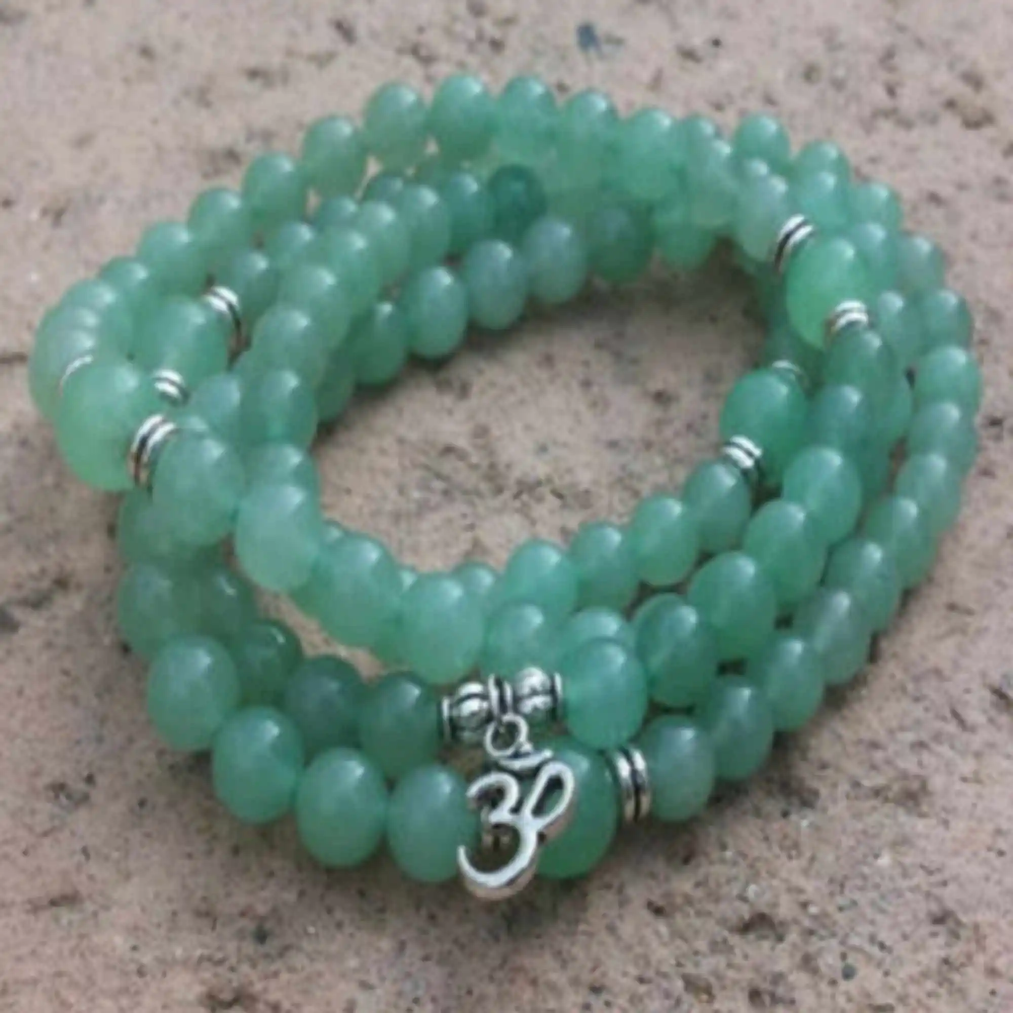 

6mm Natural 108 Light green jade gemstone beads necklace Cuff Handmade Charm Fragrant Stackable Party Buddhist Prayer