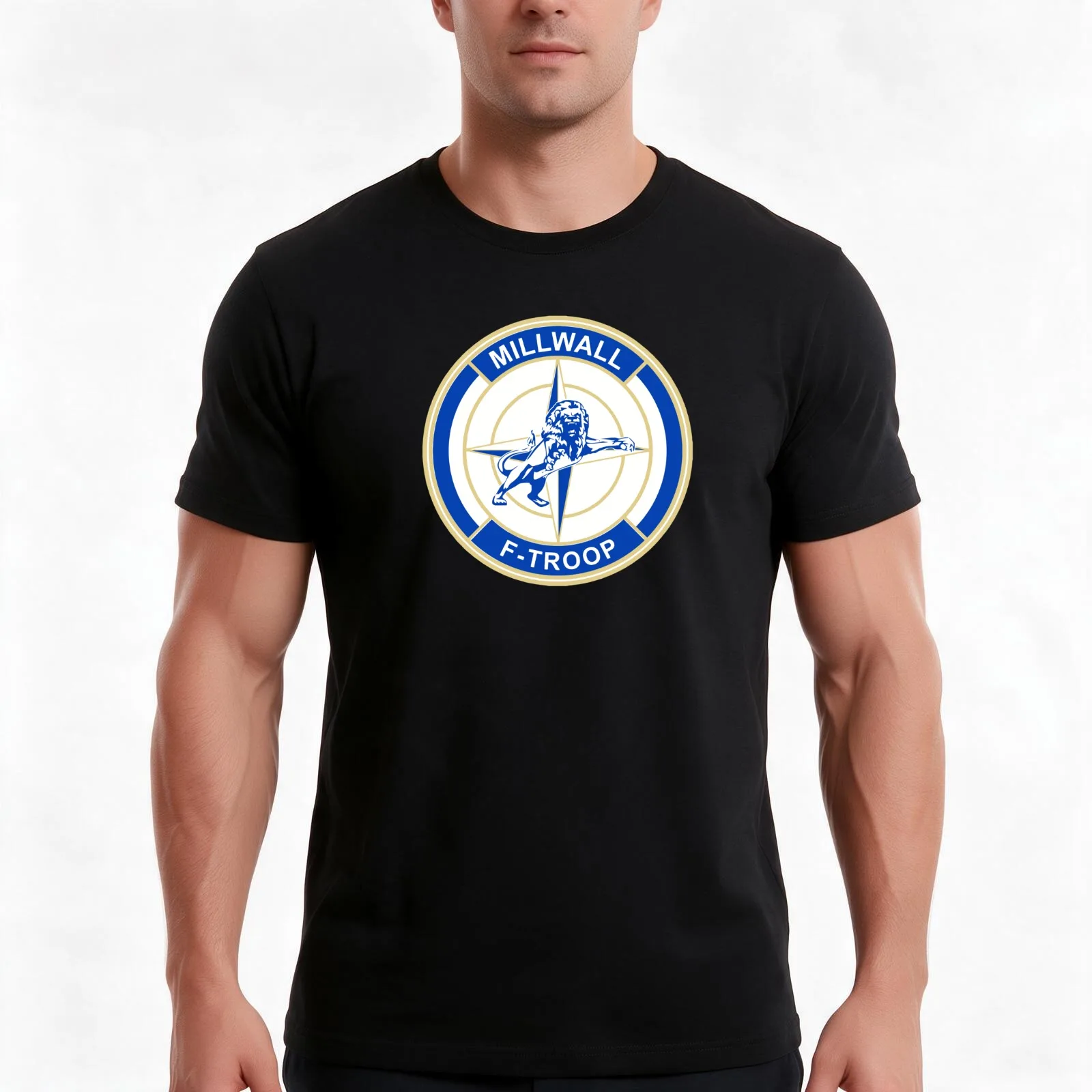 Millwall F-Troop T-Shirt, Summer Casual Cotton Tee, Oversized Streetwear Tops, Vintage Graphic Print, Loose Fit Short Sleeve
