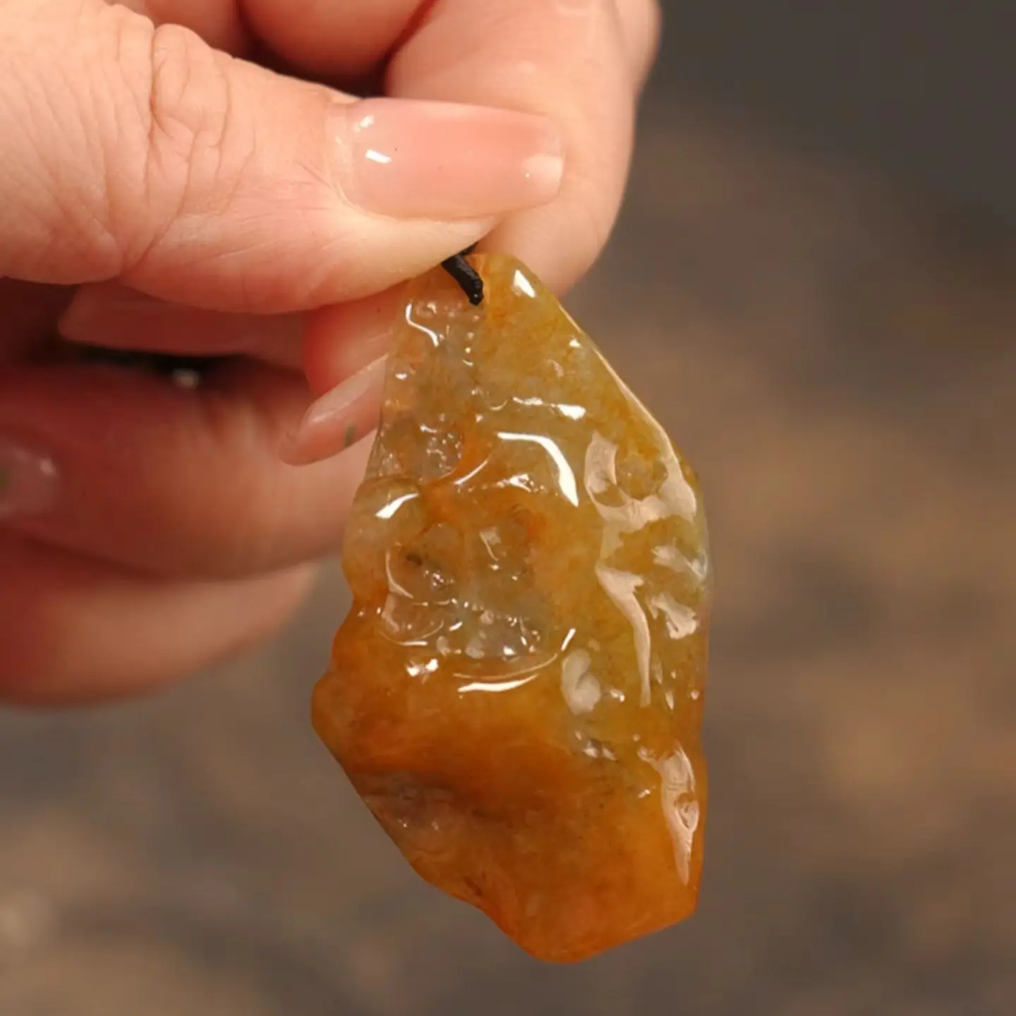 Natural Jadeite from Old Mines, Ice Yellow Jade with a Moist Texture, Sculpted in a Freeform Design, 