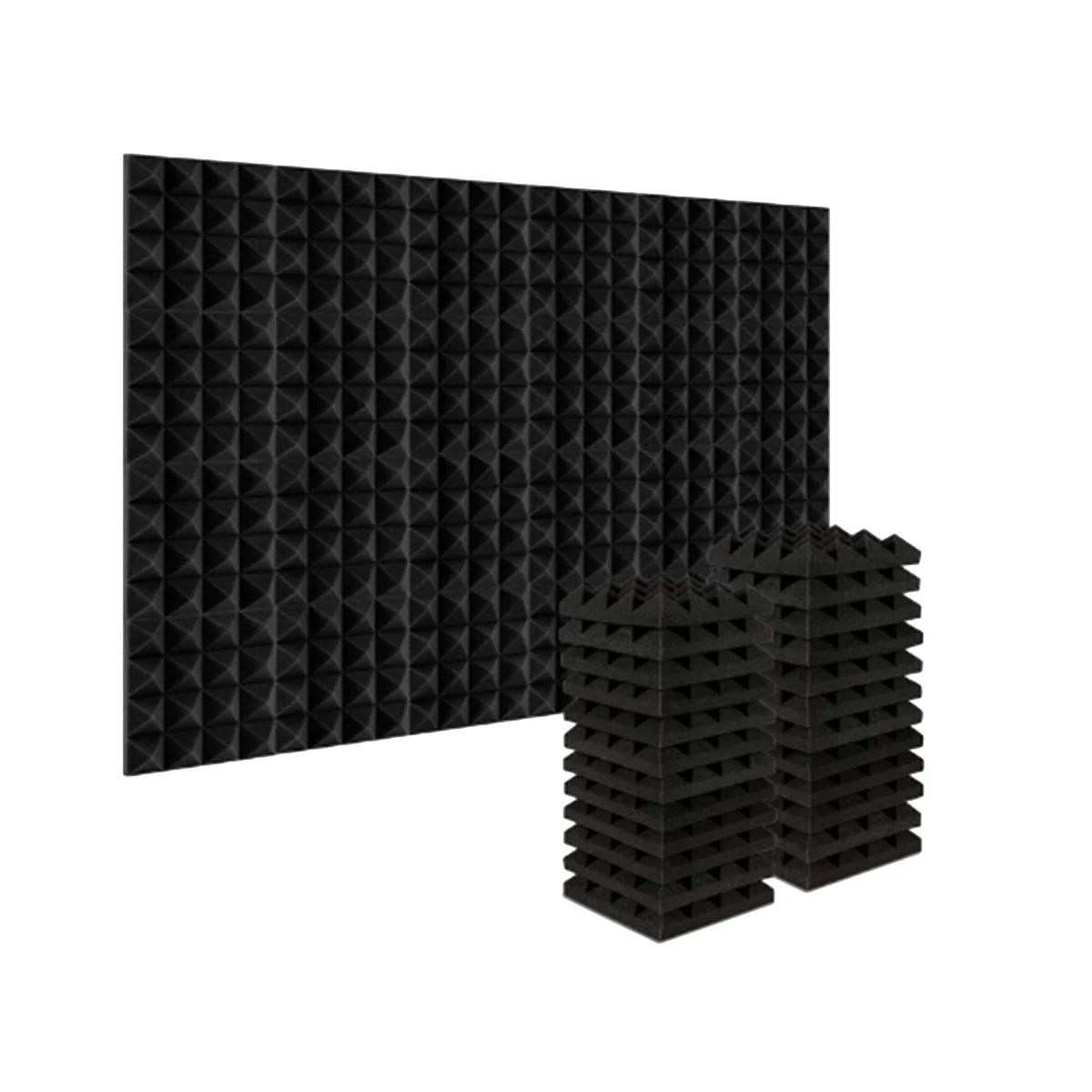 24Pcs 25X25X5Cm Studio Acoustic Soundproof Foam Pyramid Noise Insulation Sound Absorption Treatment Panels Black