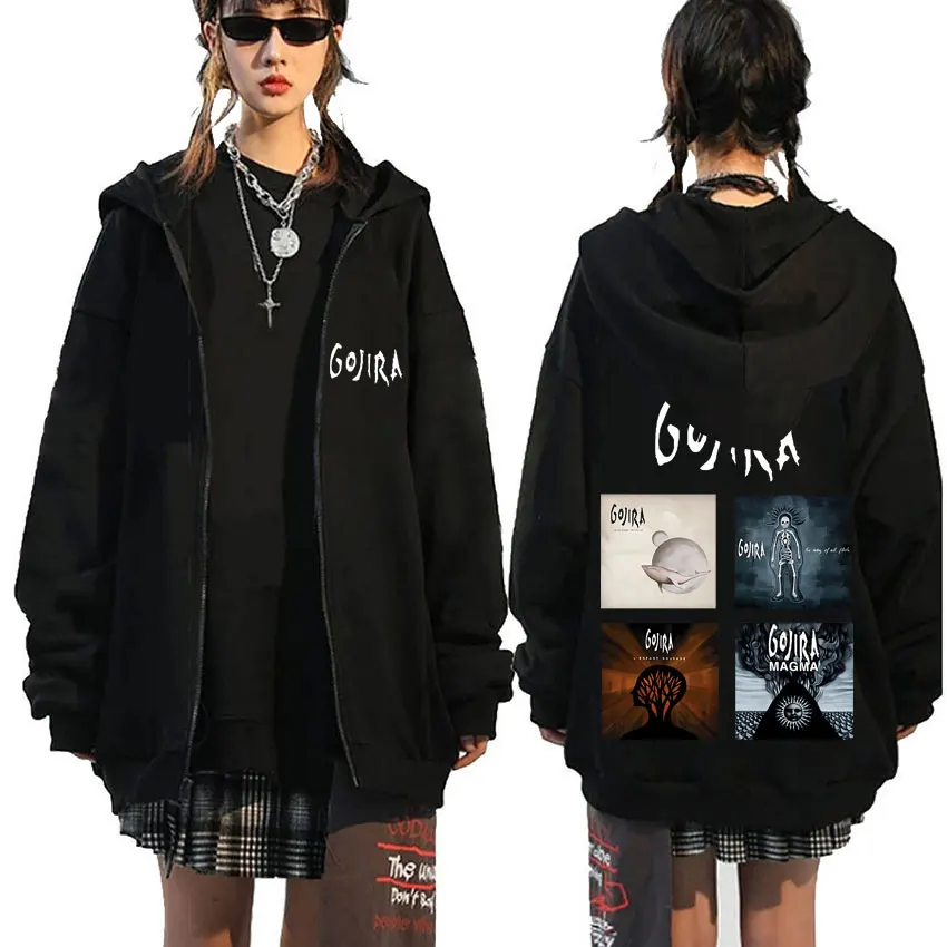 

Rock Metal Band Gojira From Mars To Sirius Print Zipper Hoodie The Way of All Flesh Zip Up Jacket L'Enfant Sauvage Hoodies Coat
