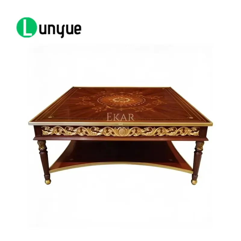 Square Coffee Table Traditional British Handmade Inlaid Center Dining Table Deluxe Furniture for Living Room Home Decor