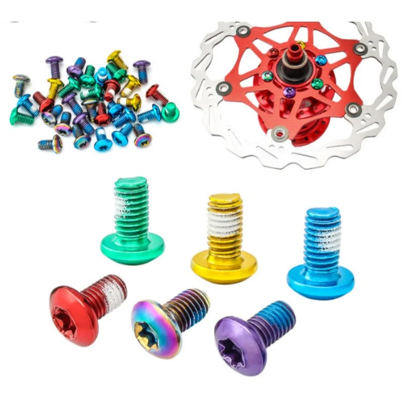 12Pcs Bicycle Disc Brake Rotor T25 Red/Blue/Green/Purple/Gold/Plating Screws Steel Alloy for MTB Road Bike 6-Bolt Plate