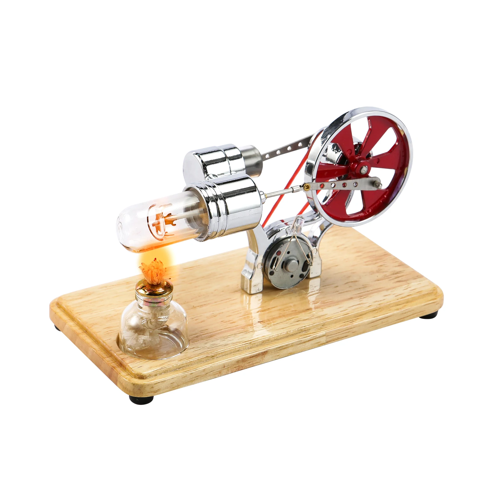 Mini Hot Air Stirling Engine Motor Model Colorful LED Electricity Power Generator Educational Science Kit for Kids Children