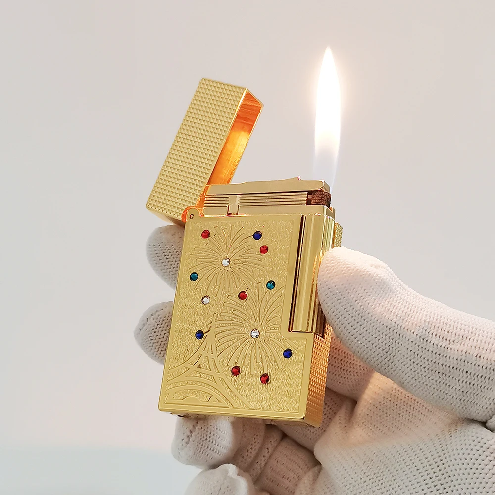 

Luxury Lighters For Men Cigarette Lighter Eiffel Tower Firework Lattice Open Sound Gas Lighter Smoking Man Gift Collection
