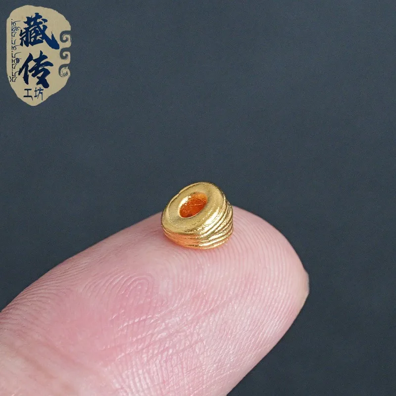 Tibetan Style 18K Gold Color Pork Intestine Spacer Beads Bracelet Mala DIY Craft Accessory Hand String Collectible Gift for Men