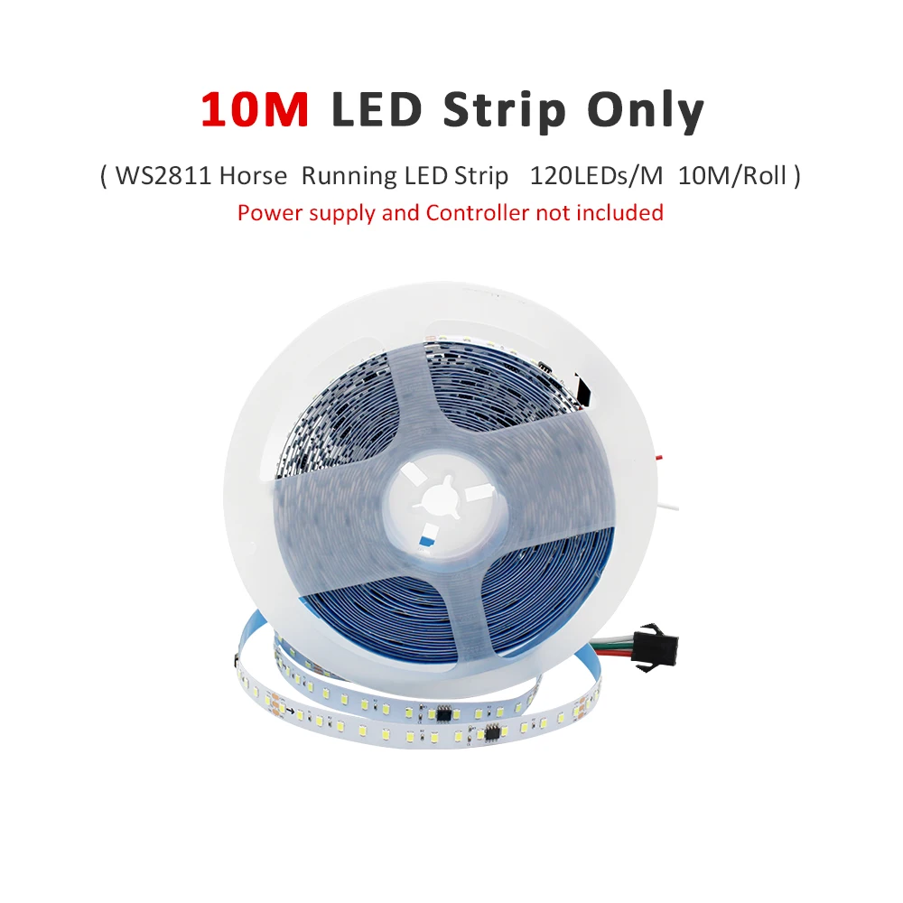 MJJC 5M 10M 15M WS2811 Pferderennen LED-Streifen fließendes Wasser fließendes Licht DC 24V 2835 120 LEDs/m mit RF-Touchpanel-Controller-Set 8