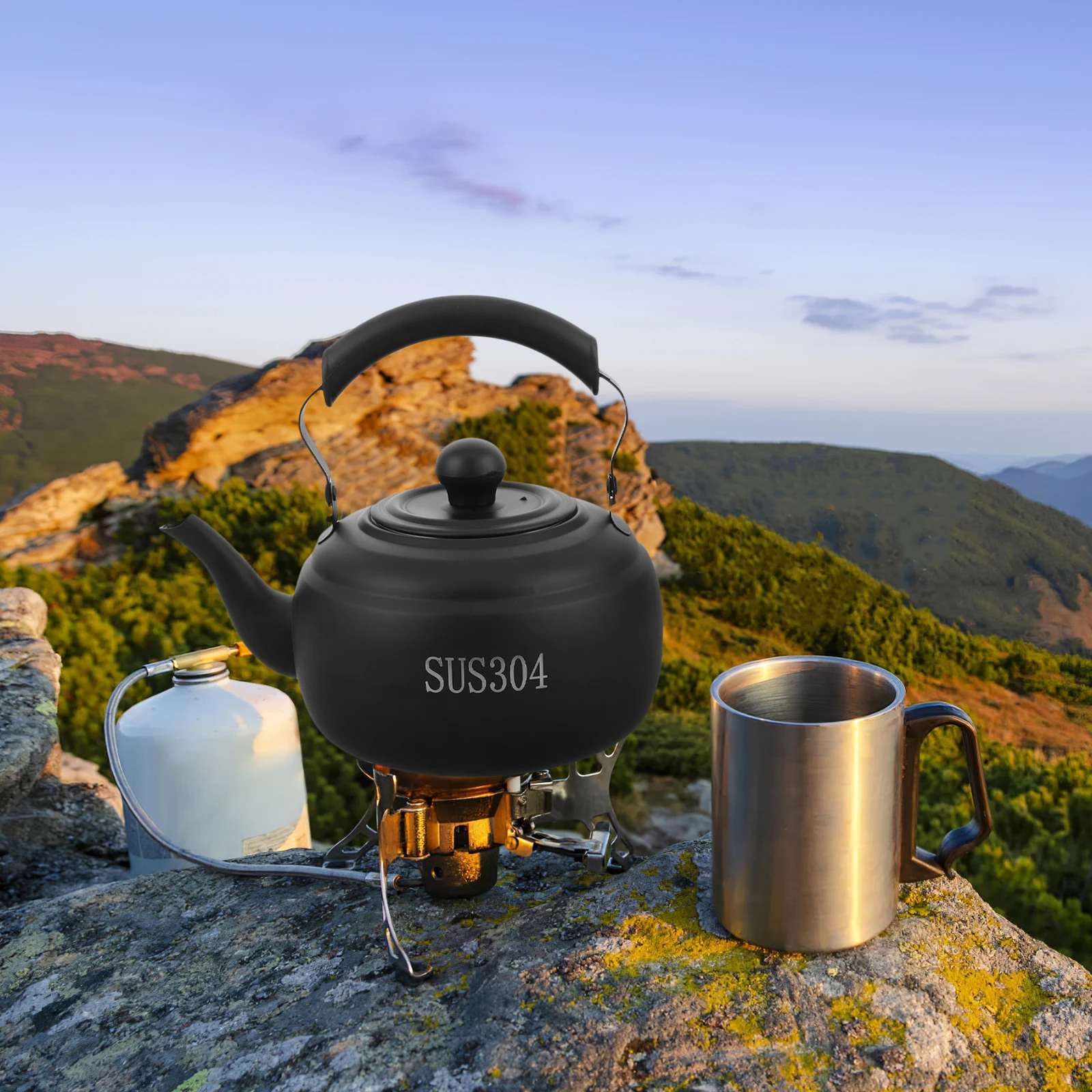 

Stainless Steel Teapot Builtin Infuser Brewing Tea Boiling Water Outdoor Kettle Teapot